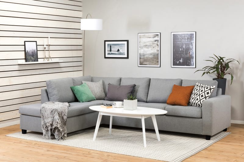 Crazy 4-sits Vänstervänd L-formad Schäslongsoffa i Tyg - Grå - Möbler - Soffa - Divansoffor & schäslongsoffa - 3 sits soffa med divan