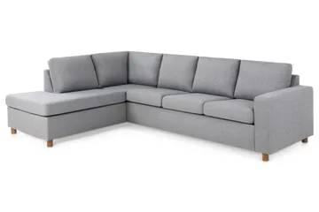 Crazy 4-sits Vänstervänd L-formad Schäslongsoffa i Tyg - Grå - Möbler - Soffa - Divansoffor & schäslongsoffa