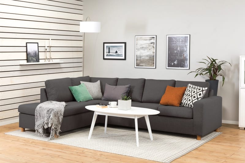 Crazy 4-sits Vänstervänd L-formad Schäslongsoffa i Tyg - Mörkgrå - Möbler - Soffa - Divansoffor & schäslongsoffa - 3 sits soffa med divan