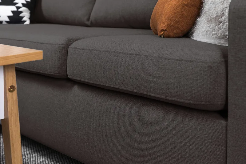 Crazy 4-sits Vänstervänd L-formad Schäslongsoffa i Tyg - Mörkgrå - Möbler - Soffa - Divansoffor & schäslongsoffa - 3 sits soffa med divan
