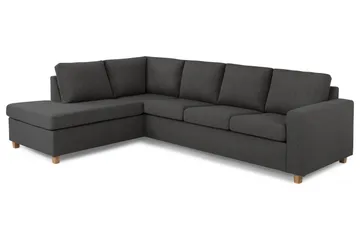 Crazy 4-sits Vänstervänd L-formad Schäslongsoffa i Tyg - Mörkgrå - Möbler - Soffa - Divansoffor & schäslongsoffa