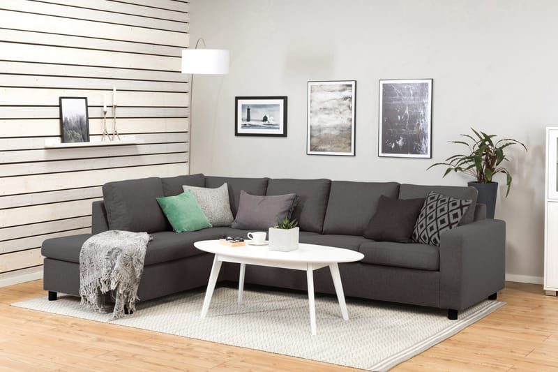 Crazy 4-sits Vänstervänd L-formad Schäslongsoffa i Tyg - Mörkgrå - Möbler - Soffa - Divansoffor & schäslongsoffa - 3 sits soffa med divan