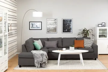 Crazy 4-sits Vänstervänd L-formad Schäslongsoffa i Tyg - Mörkgrå - Möbler - Soffa - Divansoffor & schäslongsoffa