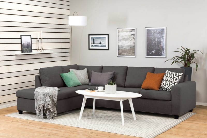 Crazy 4-sits Vänstervänd L-formad Schäslongsoffa i Tyg - Mörkgrå - Möbler - Soffa - Divansoffor & schäslongsoffa - 3 sits soffa med divan