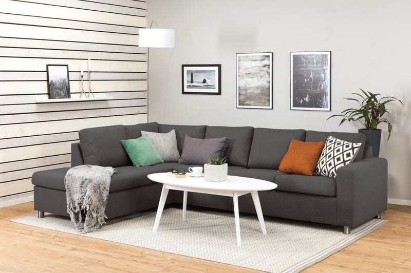 Crazy 4-sits Vänstervänd L-formad Schäslongsoffa i Tyg - Mörkgrå - Möbler - Soffa - Divansoffor & schäslongsoffa - 3 sits soffa med divan