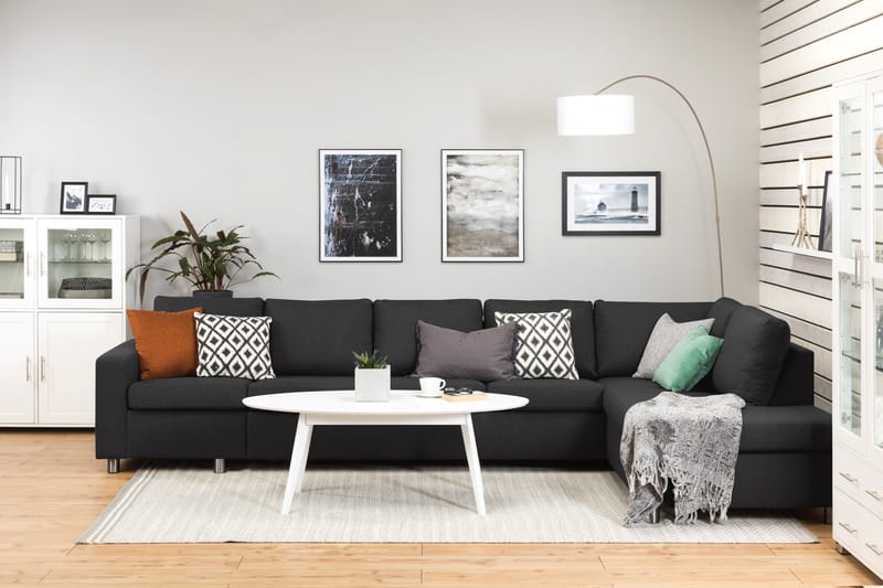 Crazy 5-sits Högervänd L-formad Schäslongsoffa i Tyg - Antracit - Möbler - Soffa - Divansoffor & schäslongsoffa