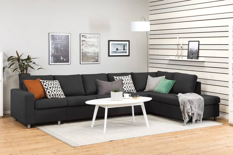 Crazy 5-sits Högervänd L-formad Schäslongsoffa i Tyg - Antracit - Möbler - Soffa - Divansoffor & schäslongsoffa