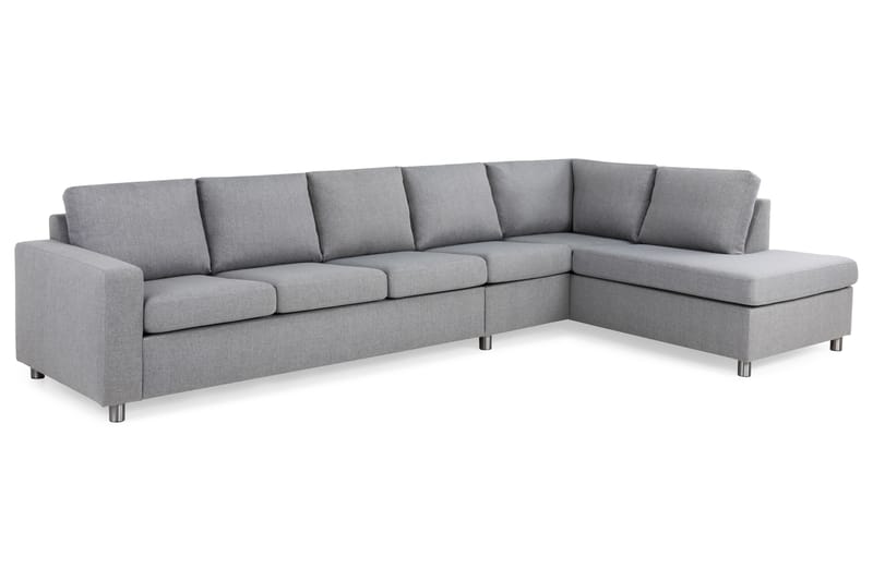 Crazy 5-sits Högervänd L-formad Schäslongsoffa i Tyg - Grå - Möbler - Soffa - Divansoffor & schäslongsoffa