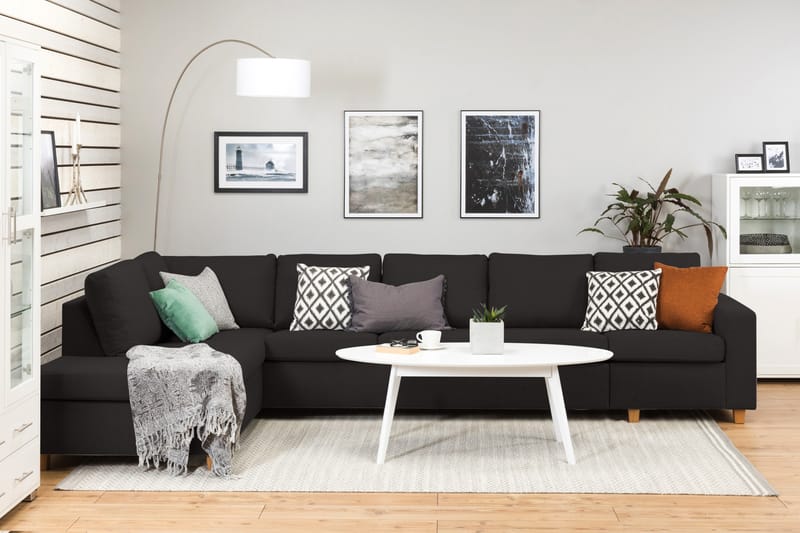 Crazy 5-sits Vänstervänd L-formad Schäslongsoffa i Tyg - Antracit - Möbler - Soffa - Divansoffor & schäslongsoffa