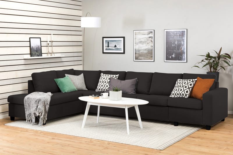 Crazy 5-sits Vänstervänd L-formad Schäslongsoffa i Tyg - Antracit - Möbler - Soffa - Divansoffor & schäslongsoffa - 4 sits soffa med divan