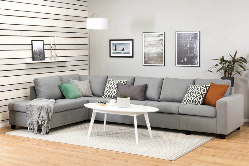 Crazy 5-sits Vänstervänd L-formad Schäslongsoffa i Tyg - Grå - Möbler - Soffa - Divansoffor & schäslongsoffa