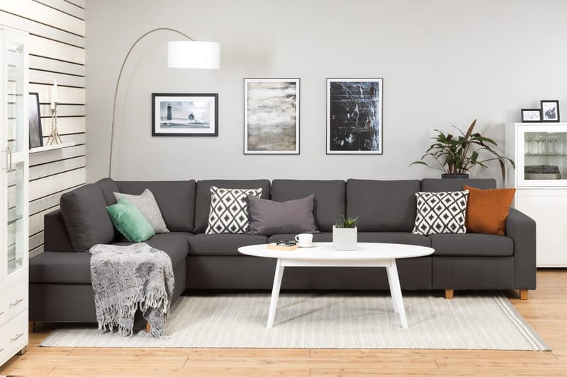 Crazy 5-sits Vänstervänd L-formad Schäslongsoffa i Tyg - Mörkgrå - Möbler - Soffa - Divansoffor & schäslongsoffa - 4 sits soffa med divan