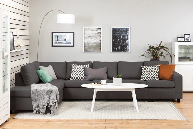 Crazy 5-sits Vänstervänd L-formad Schäslongsoffa i Tyg - Mörkgrå - Möbler - Soffa - Divansoffor & schäslongsoffa - 4 sits soffa med divan