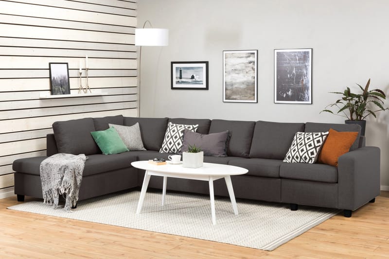 Crazy 5-sits Vänstervänd L-formad Schäslongsoffa i Tyg - Mörkgrå - Möbler - Soffa - Divansoffor & schäslongsoffa - 4 sits soffa med divan