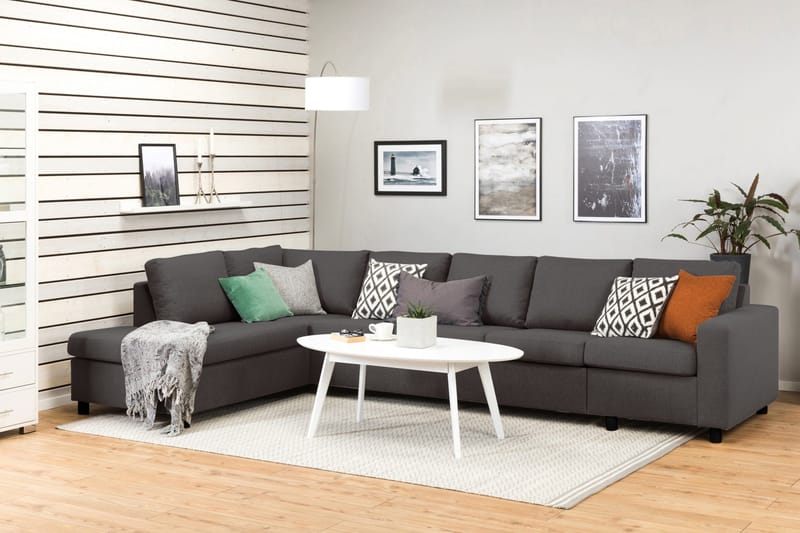 Crazy 5-sits Vänstervänd L-formad Schäslongsoffa i Tyg - Mörkgrå - Möbler - Soffa - Divansoffor & schäslongsoffa - 4 sits soffa med divan