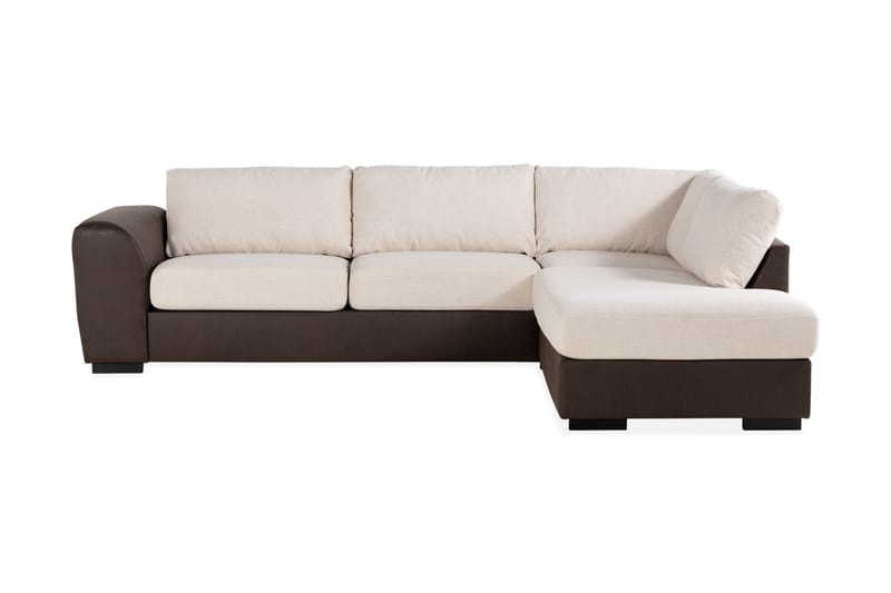 Cuba 4-sits Högervänd L-formad Schäslongsoffa i Konstläder/Tyg - Brun / Beige - Möbler - Soffa - Divansoffor & schäslongsoffa