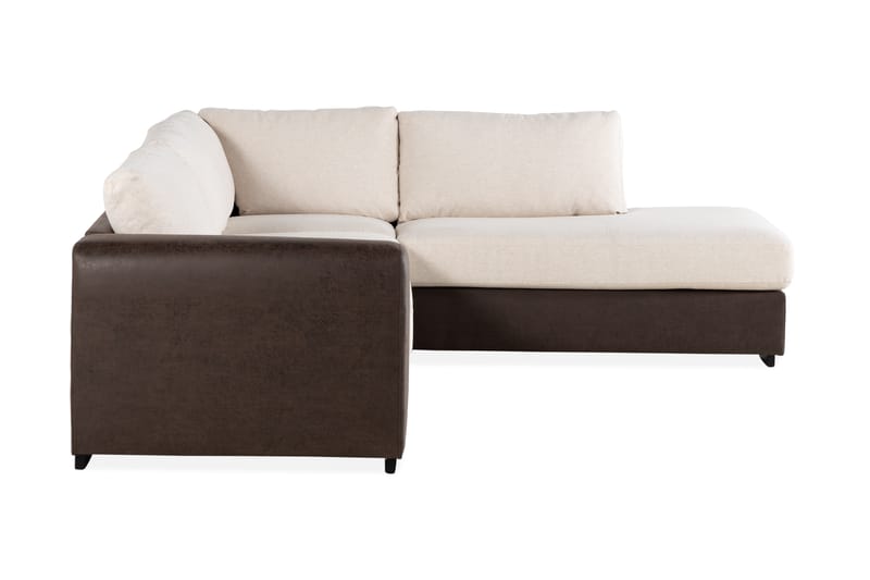 Cuba 4-sits Högervänd L-formad Schäslongsoffa i Konstläder/Tyg - Brun / Beige - Möbler - Soffa - Divansoffor & schäslongsoffa