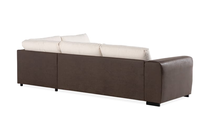 Cuba 4-sits Högervänd L-formad Schäslongsoffa i Konstläder/Tyg - Brun / Beige - Möbler - Soffa - Divansoffor & schäslongsoffa