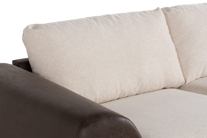 Cuba 4-sits Högervänd L-formad Schäslongsoffa i Konstläder/Tyg - Brun / Beige - Möbler - Soffa - Divansoffor & schäslongsoffa