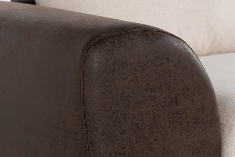 Cuba 4-sits Högervänd L-formad Schäslongsoffa i Konstläder/Tyg - Brun / Beige - Möbler - Soffa - Divansoffor & schäslongsoffa
