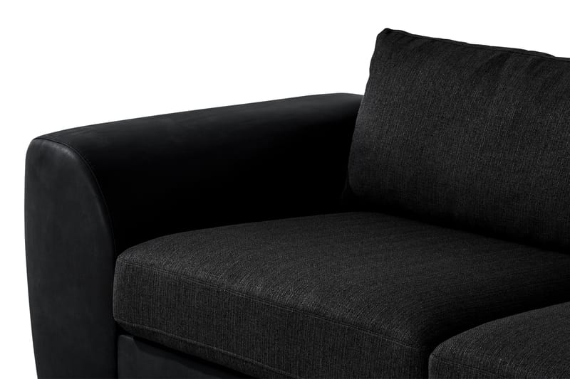 Cuba 4-sits Högervänd L-formad Schäslongsoffa i Konstläder/Tyg - Grå / Svart - Möbler - Soffa - Divansoffor & schäslongsoffa