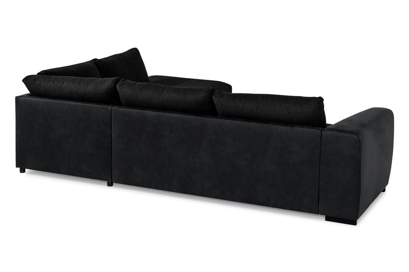 Cuba 4-sits Högervänd L-formad Schäslongsoffa i Konstläder/Tyg - Grå / Svart - Möbler - Soffa - Divansoffor & schäslongsoffa