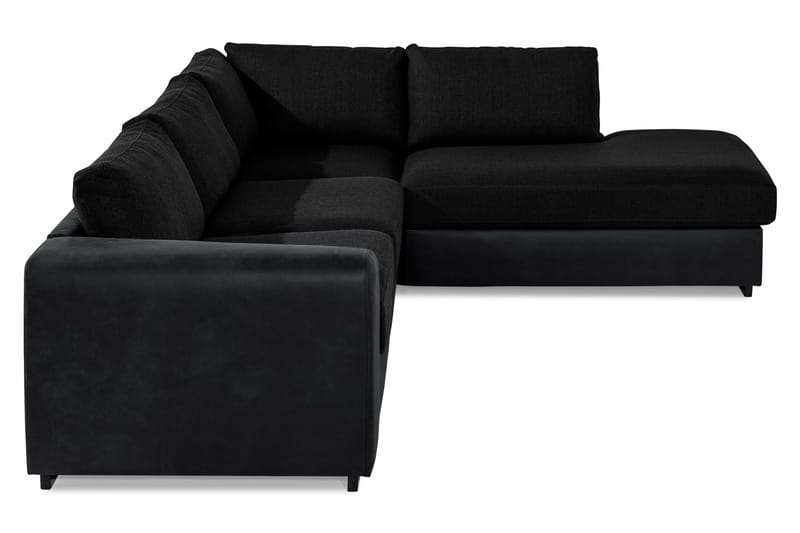 Cuba 4-sits Högervänd L-formad Schäslongsoffa i Konstläder/Tyg - Grå / Svart - Möbler - Soffa - Divansoffor & schäslongsoffa