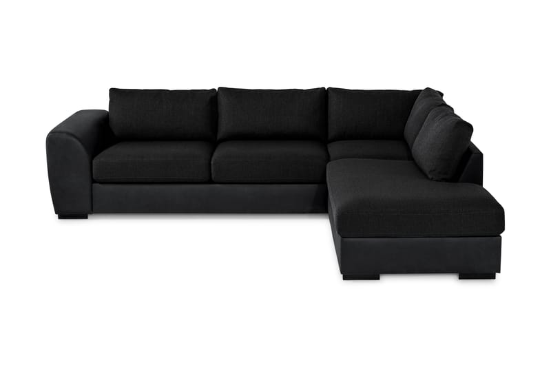 Cuba 4-sits Högervänd L-formad Schäslongsoffa i Konstläder/Tyg - Grå / Svart - Möbler - Soffa - Divansoffor & schäslongsoffa