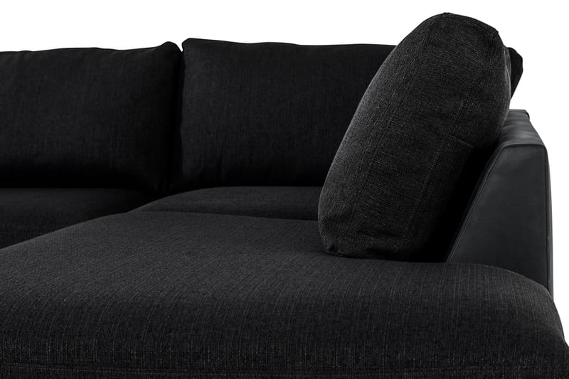 Cuba 4-sits Högervänd L-formad Schäslongsoffa i Konstläder/Tyg - Grå / Svart - Möbler - Soffa - Divansoffor & schäslongsoffa