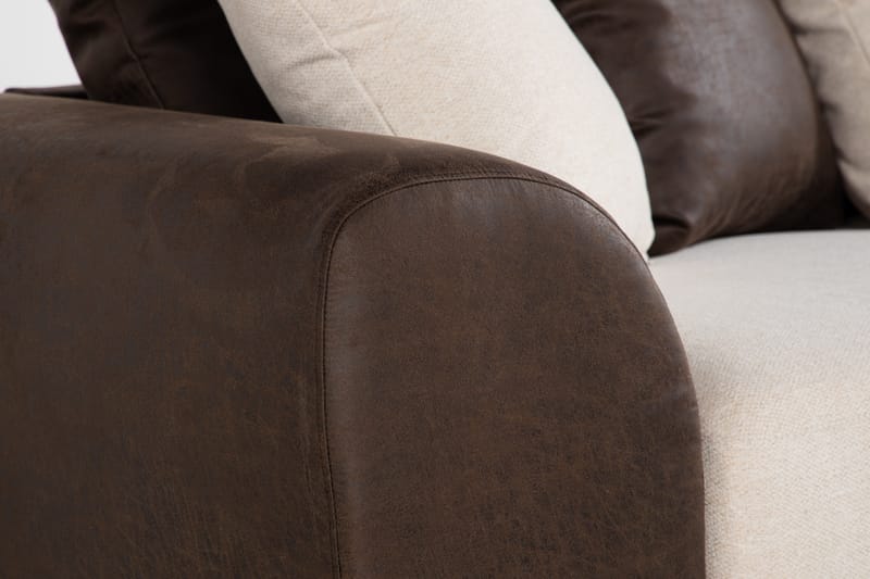 Cuba 4-sits Högervänd L-formad Schäslongsoffa i Konstläder/Tyg inkl Kuvertkuddar - Brun / Beige - Möbler - Soffa - Divansoffor & schäslongsoffa