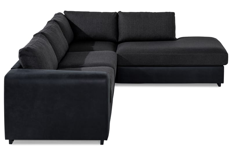 Cuba 4-sits Högervänd L-formad Schäslongsoffa i Konstläder/Tyg - Svart / Grå - Möbler - Soffa - Divansoffor & schäslongsoffa
