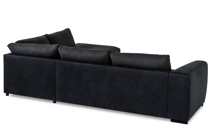 Cuba 4-sits Högervänd L-formad Schäslongsoffa i Konstläder/Tyg - Svart / Grå - Möbler - Soffa - Divansoffor & schäslongsoffa