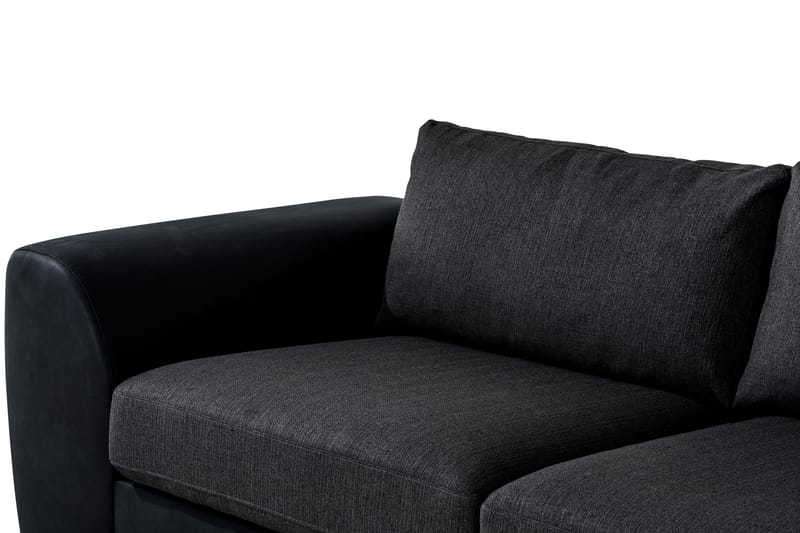 Cuba 4-sits Högervänd L-formad Schäslongsoffa i Konstläder/Tyg - Svart / Grå - Möbler - Soffa - Divansoffor & schäslongsoffa