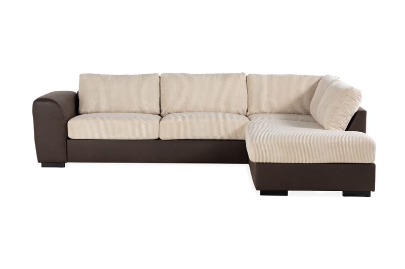 Cuba 4-sits Högervänd L-formad Schäslongsoffa i Manchester/Konstläder - Brun / Beige - Möbler - Soffa - Divansoffor & schäslongsoffa