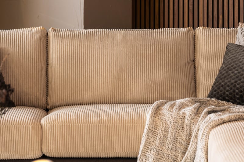 Cuba 4-sits Högervänd L-formad Schäslongsoffa i Manchester/Konstläder - Brun / Beige - Möbler - Soffa - Divansoffor & schäslongsoffa