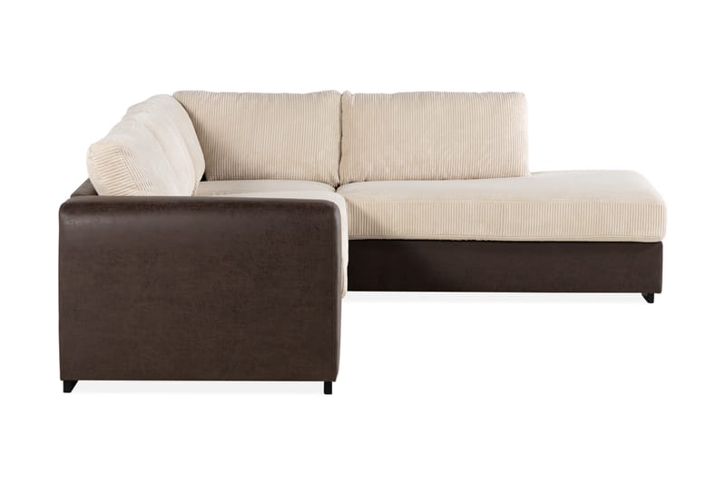 Cuba 4-sits Högervänd L-formad Schäslongsoffa i Manchester/Konstläder - Brun / Beige - Möbler - Soffa - Divansoffor & schäslongsoffa
