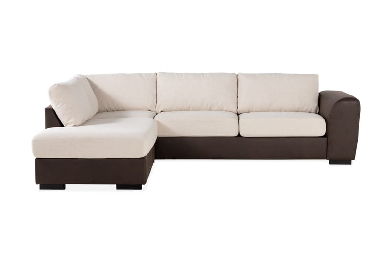 Cuba 4-sits Vänstervänd L-formad Schäslongsoffa i Konstläder/Tyg - Brun / Beige - Möbler - Soffa - Divansoffor & schäslongsoffa