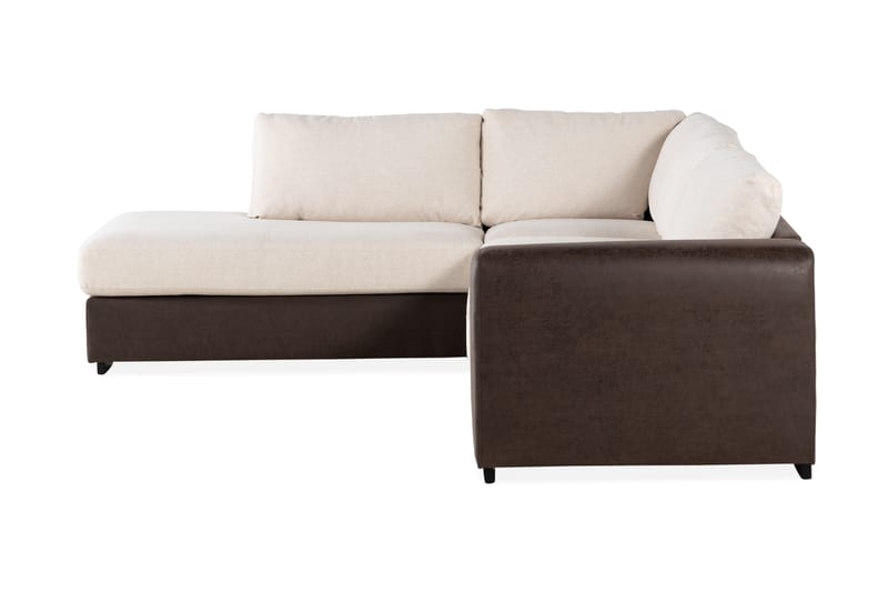 Cuba 4-sits Vänstervänd L-formad Schäslongsoffa i Konstläder/Tyg - Brun / Beige - Möbler - Soffa - Divansoffor & schäslongsoffa