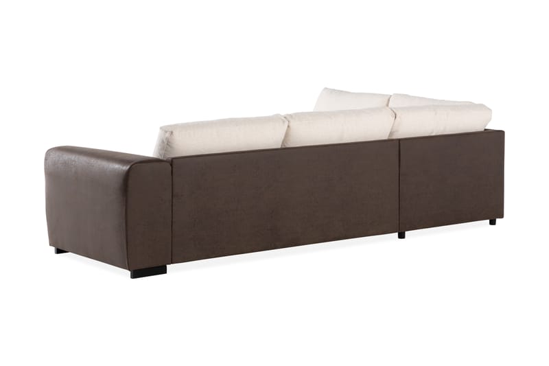 Cuba 4-sits Vänstervänd L-formad Schäslongsoffa i Konstläder/Tyg - Brun / Beige - Möbler - Soffa - Divansoffor & schäslongsoffa