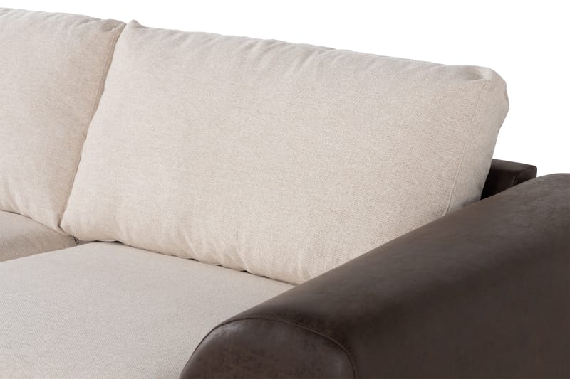 Cuba 4-sits Vänstervänd L-formad Schäslongsoffa i Konstläder/Tyg - Brun / Beige - Möbler - Soffa - Divansoffor & schäslongsoffa