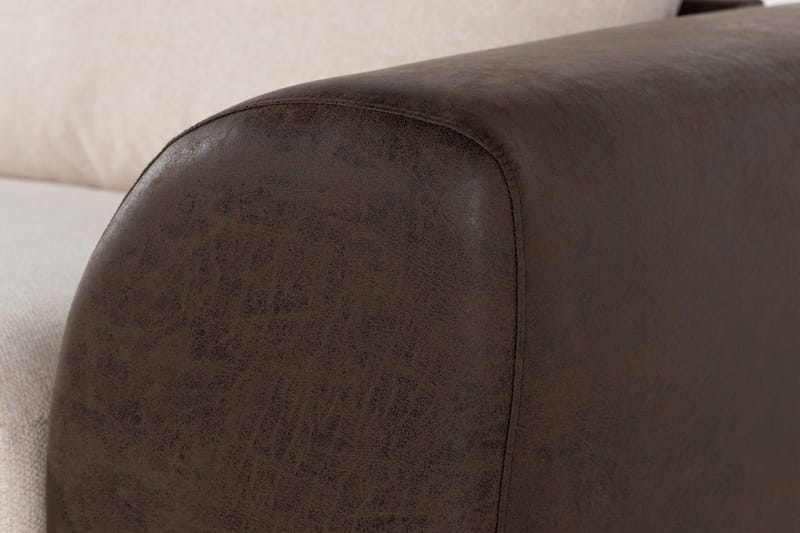 Cuba 4-sits Vänstervänd L-formad Schäslongsoffa i Konstläder/Tyg - Brun / Beige - Möbler - Soffa - Divansoffor & schäslongsoffa