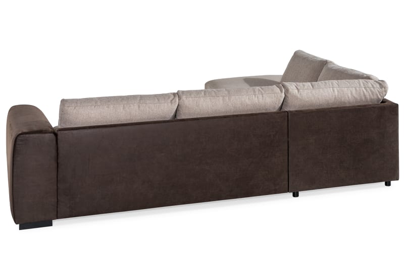 Cuba 4-sits Vänstervänd L-formad Schäslongsoffa i Konstläder/Tyg - Brun / Beige - Möbler - Soffa - Divansoffor & schäslongsoffa