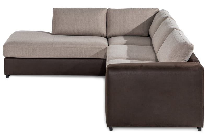 Cuba 4-sits Vänstervänd L-formad Schäslongsoffa i Konstläder/Tyg - Brun / Beige - Möbler - Soffa - Divansoffor & schäslongsoffa