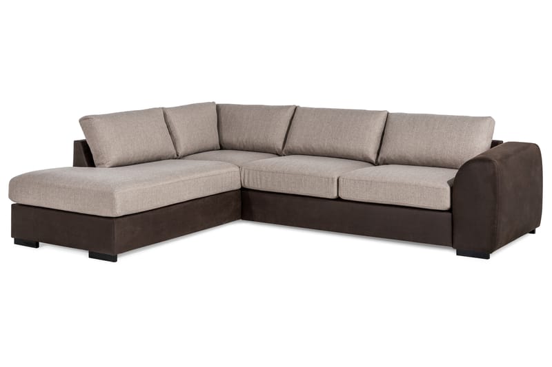 Cuba 4-sits Vänstervänd L-formad Schäslongsoffa i Konstläder/Tyg - Brun / Beige - Möbler - Soffa - Divansoffor & schäslongsoffa