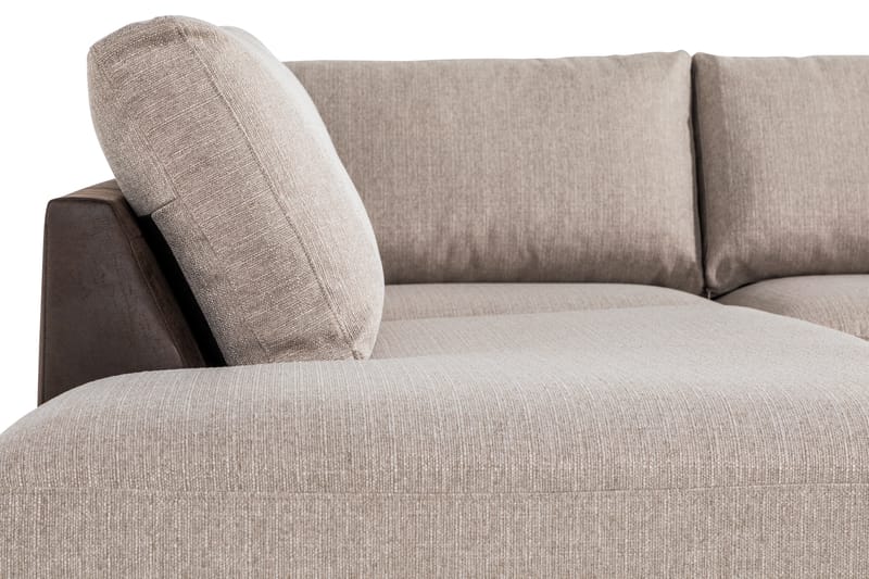 Cuba 4-sits Vänstervänd L-formad Schäslongsoffa i Konstläder/Tyg - Brun / Beige - Möbler - Soffa - Divansoffor & schäslongsoffa