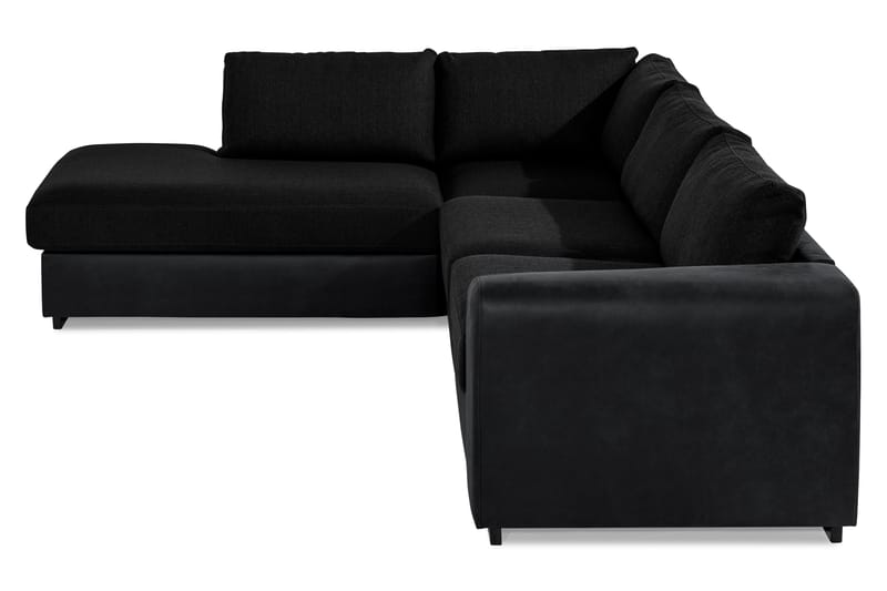 Cuba 4-sits Vänstervänd L-formad Schäslongsoffa i Konstläder/Tyg - Grå / Svart - Möbler - Soffa - Divansoffor & schäslongsoffa