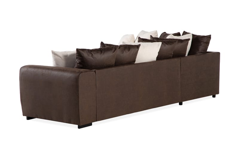 Cuba 4-sits Vänstervänd L-formad Schäslongsoffa i Konstläder/Tyg inkl Kuvertkuddar - Brun / Beige - Möbler - Soffa - Divansoffor & schäslongsoffa