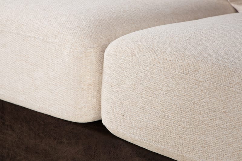 Cuba 4-sits Vänstervänd L-formad Schäslongsoffa i Konstläder/Tyg inkl Kuvertkuddar - Brun / Beige - Möbler - Soffa - Divansoffor & schäslongsoffa