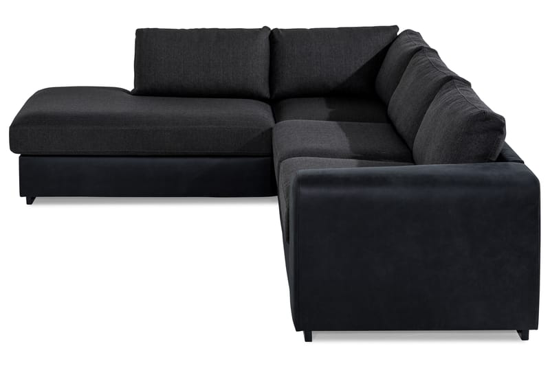 Cuba 4-sits Vänstervänd L-formad Schäslongsoffa i Konstläder/Tyg - Svart / Grå - Möbler - Soffa - Divansoffor & schäslongsoffa