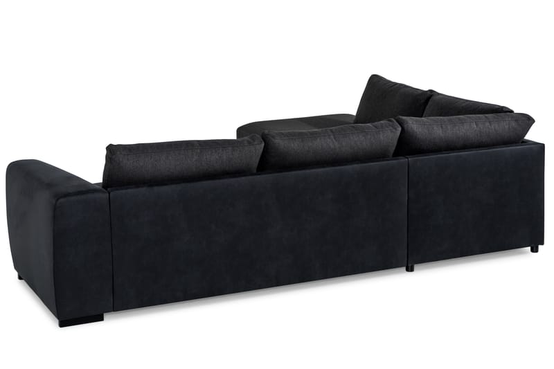 Cuba 4-sits Vänstervänd L-formad Schäslongsoffa i Konstläder/Tyg - Svart / Grå - Möbler - Soffa - Divansoffor & schäslongsoffa